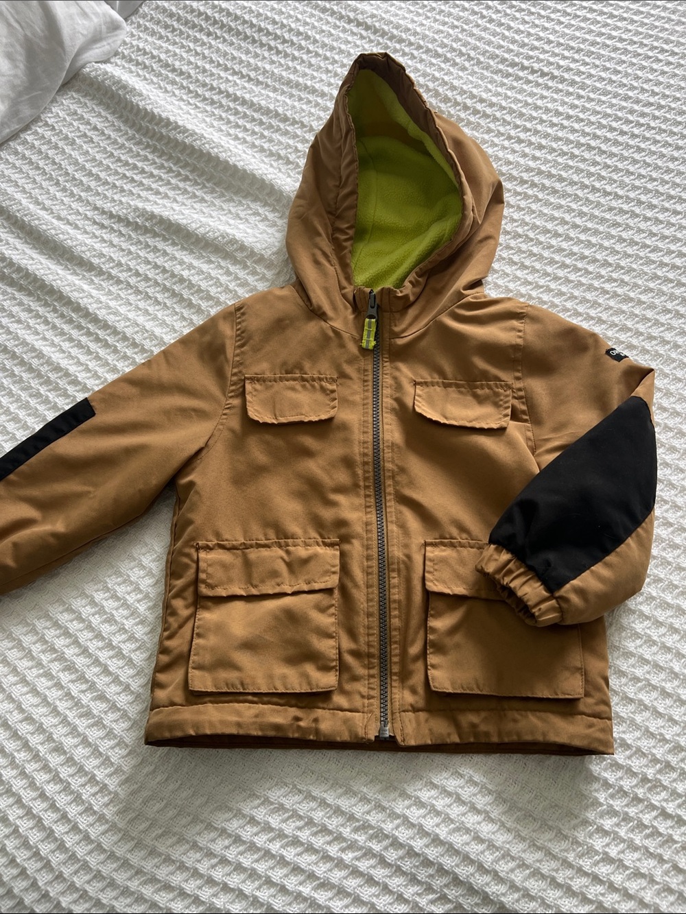 OshKosh Kids 3T Hooded Jacket in Brown with Black Accents